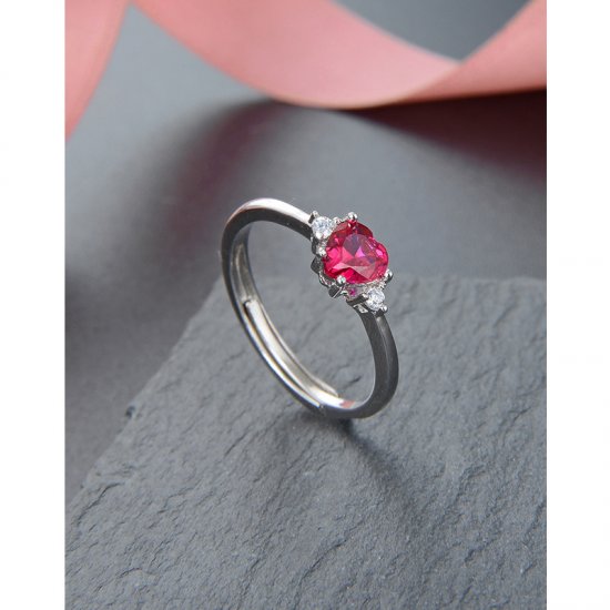 925 Sterling Silver Heart Love Ring - Click Image to Close